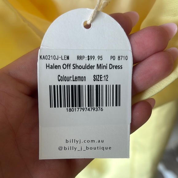 Billy J- Halen Off Shoulder Mini Dress - Lemon - Picture 3 of 3